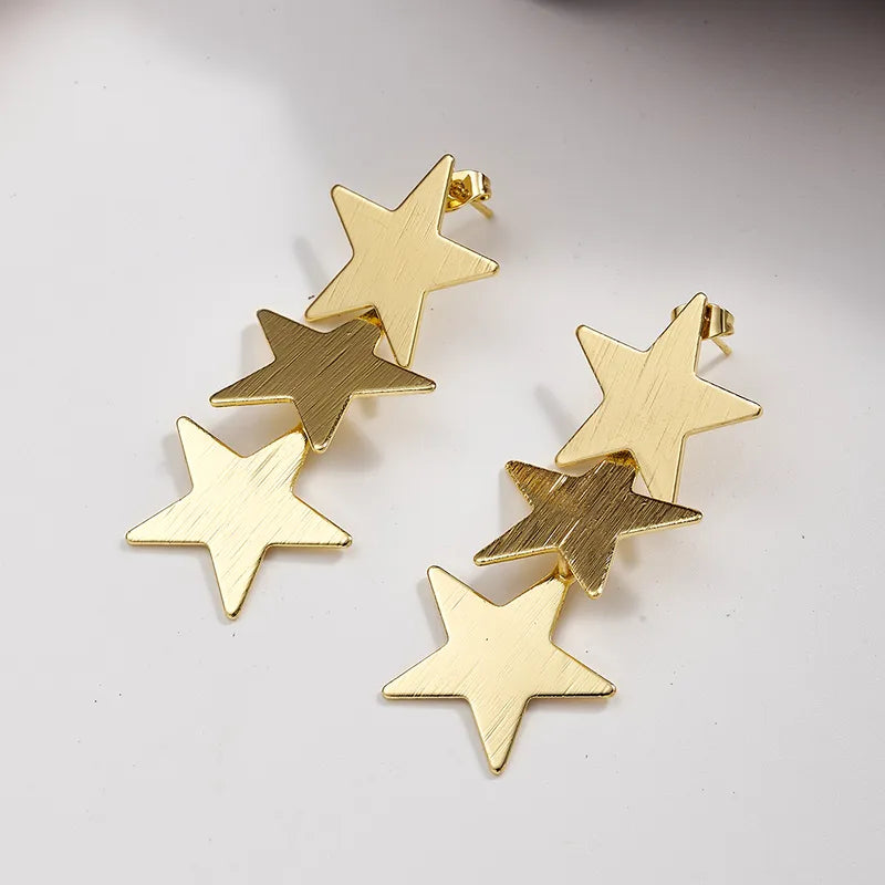 Aretes Dorados Triple Estrella