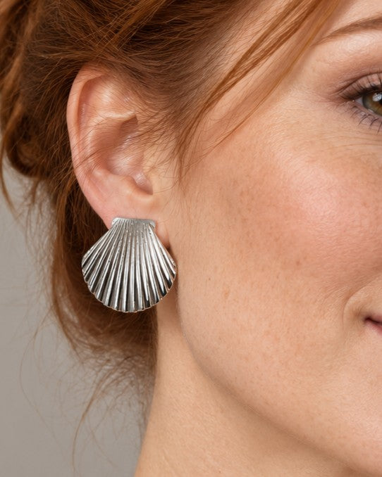 Aretes Plateados Conchas