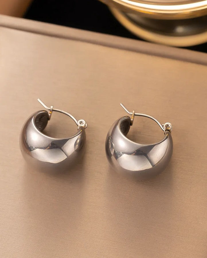 Aretes Plateados Hemisferio Hueco
