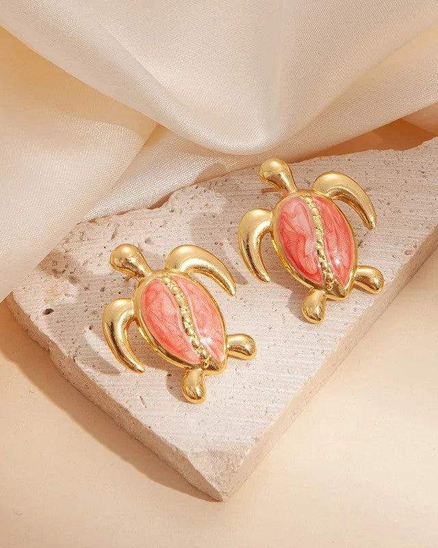 Aretes Tortuga Rosa Rojo