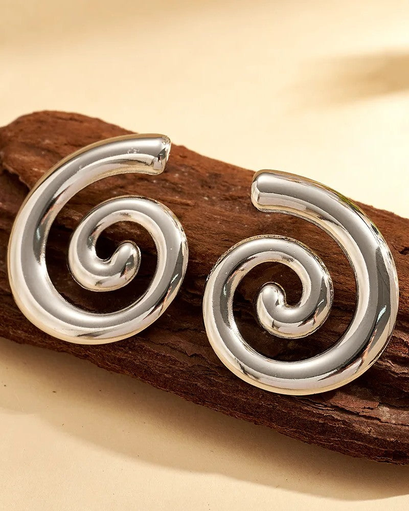 Aretes Plateados Espirales