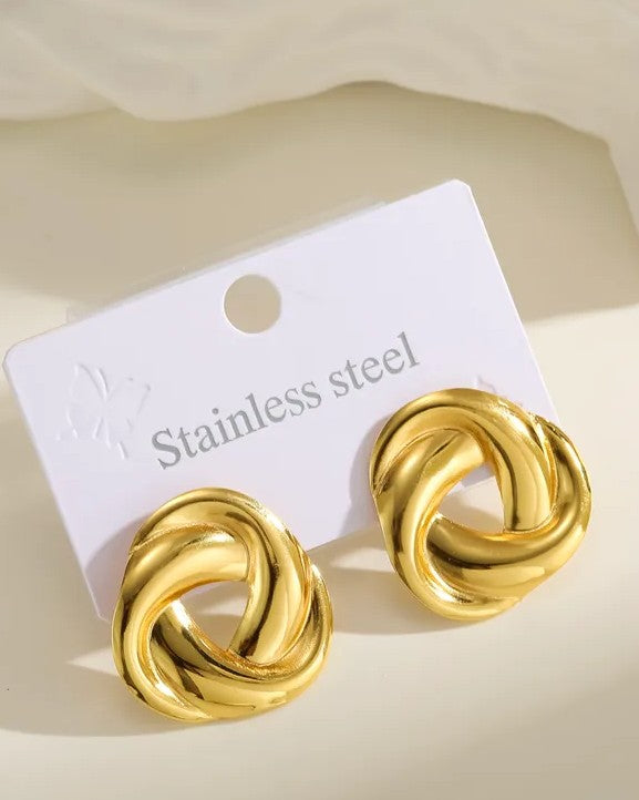 Aretes Dorados Circulos Enlazados