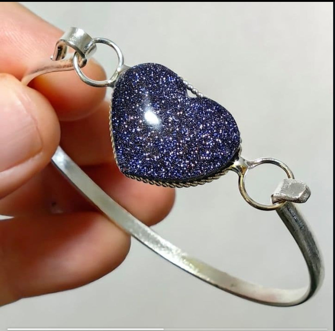Brazalete Piedra Mineral Venturina Azul