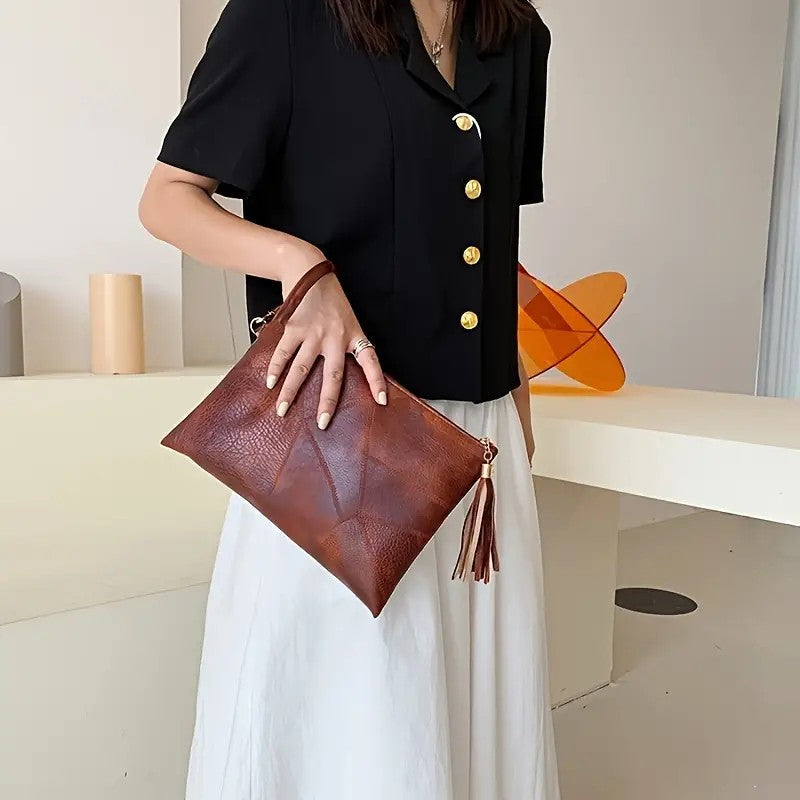 Clutch Café Texturizado Vintage