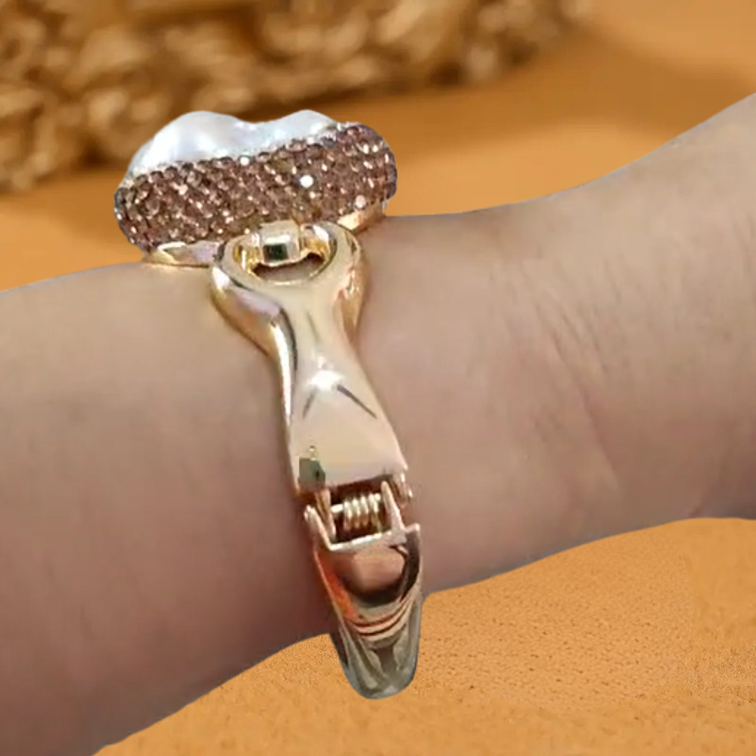 Brazalete Dorado Ronda Madre Perla y Circón
