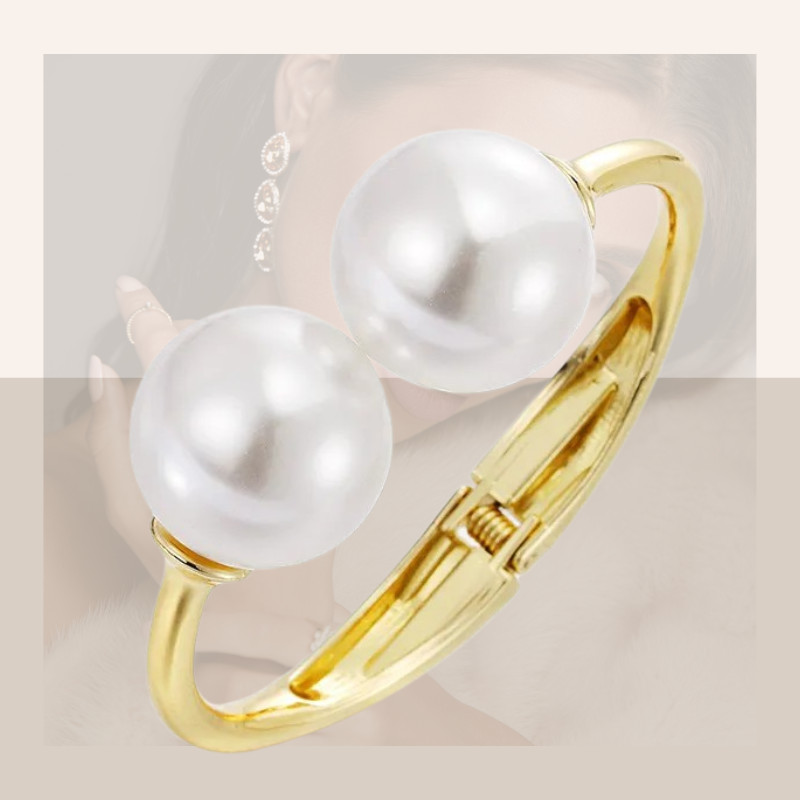 Brazalete Dorado Perlas Grandes