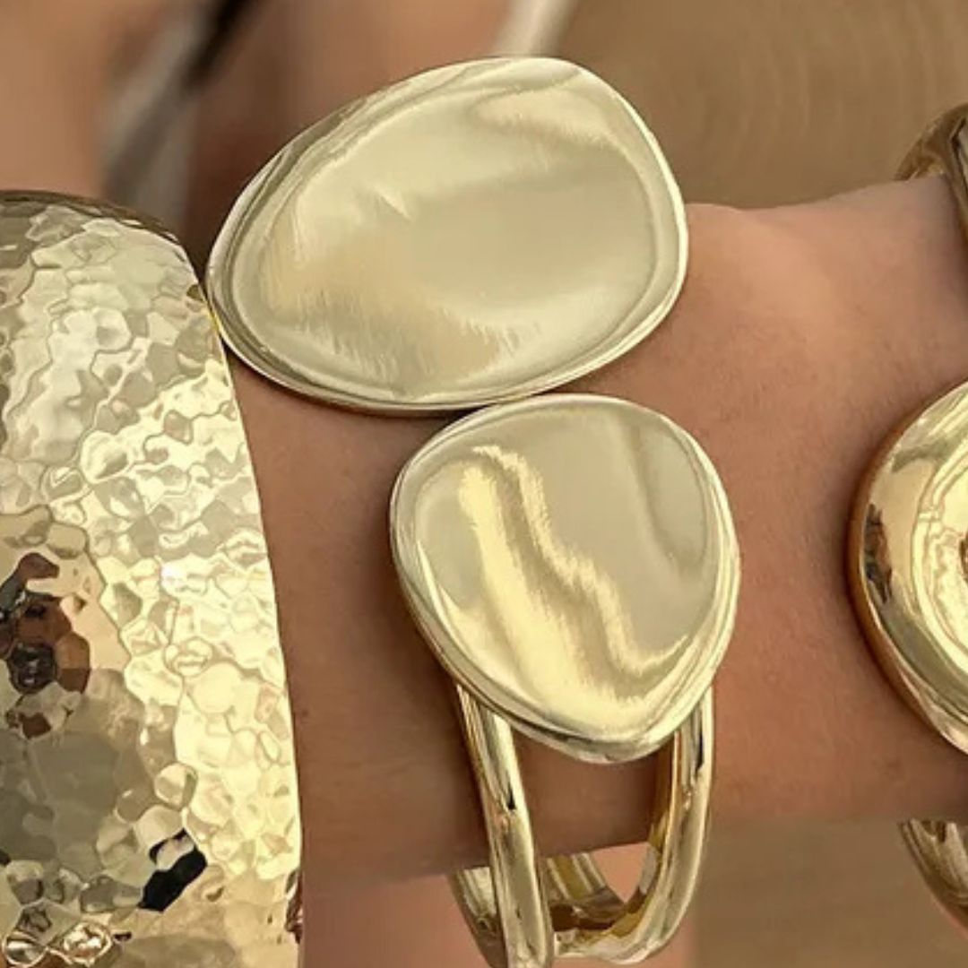 Brazalete Dorado Dos Gotas Grandes