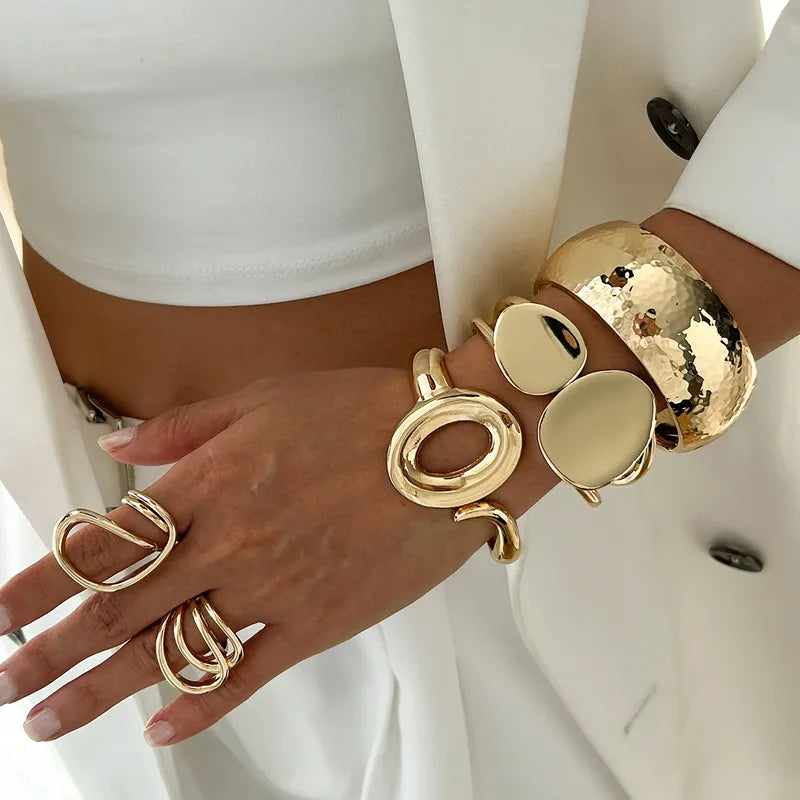 Brazalete Dorado Dos Gotas Grandes
