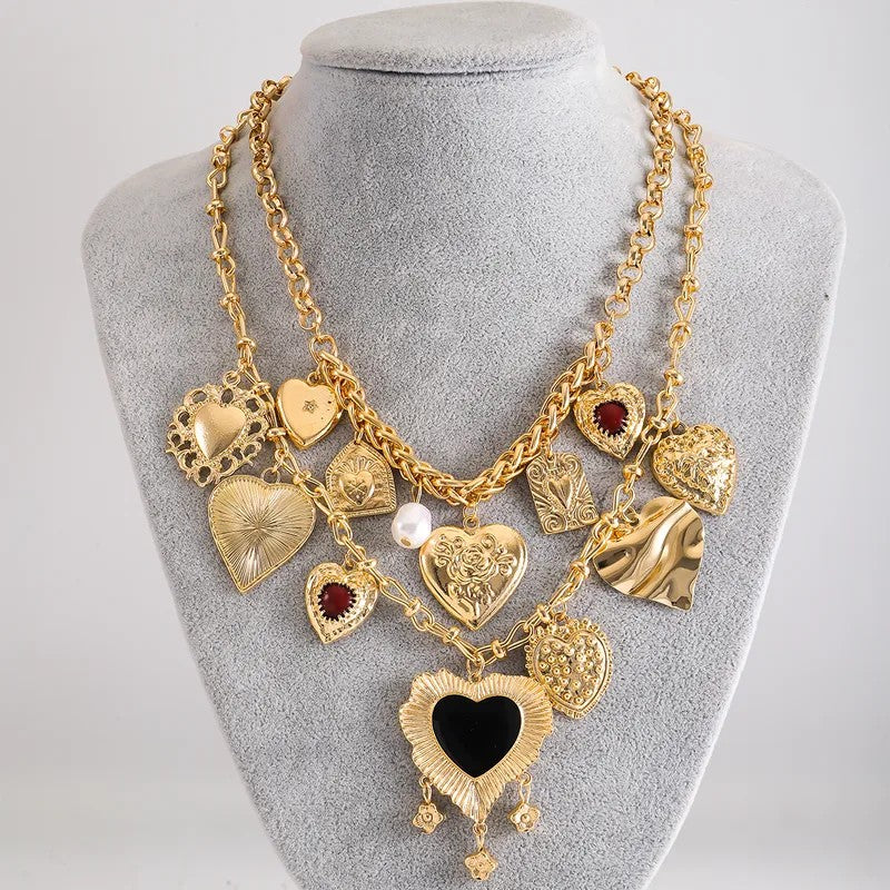 Collar Dorado Dúplex Múltiples Dijes