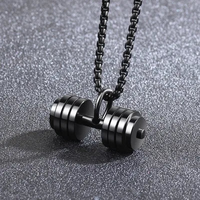 Collar Negro Dije Mancuerna Ejercicio