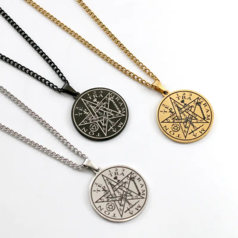 Collar Cadena Dorada Dije Tetragrammaton Sólido