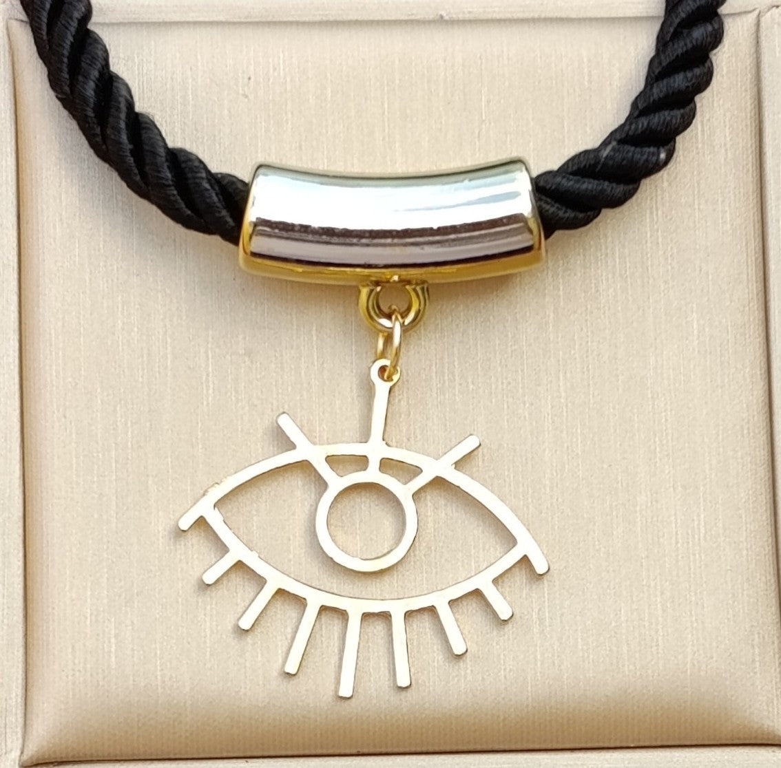 Collar Cordón Seda Dije Ojo Turco
