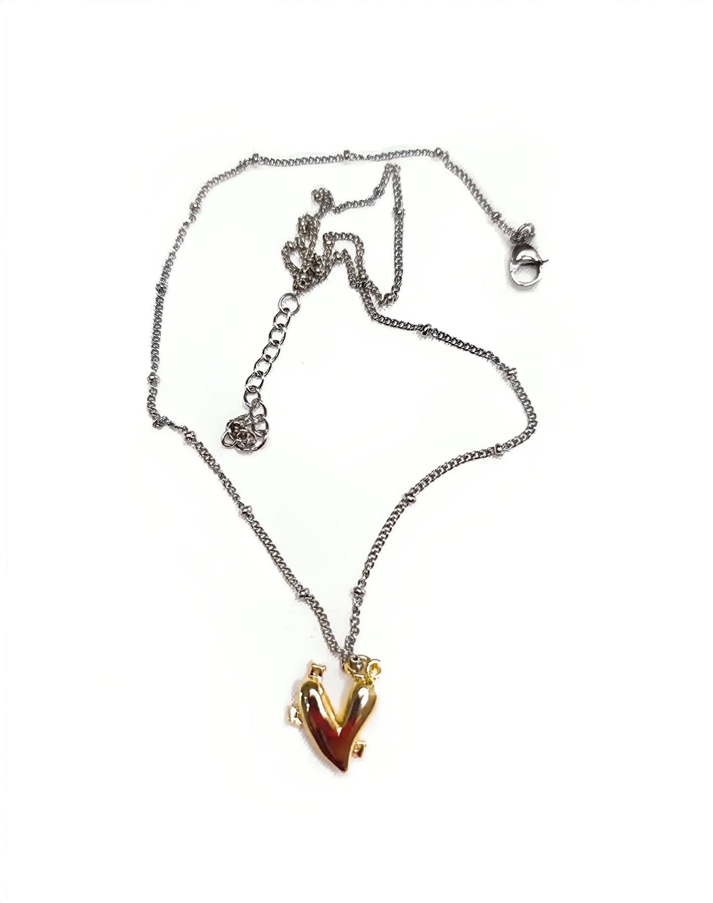 Collar Cadena Dorada Clip Dije Corazón