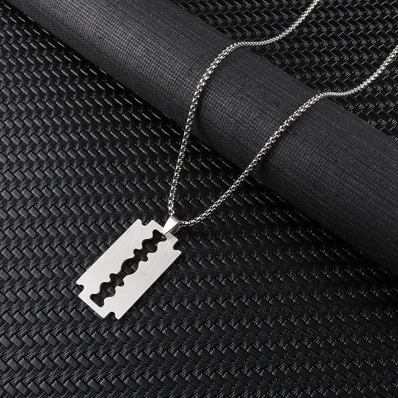 Collar Cadena Dije Plateado Hoja Rasurar