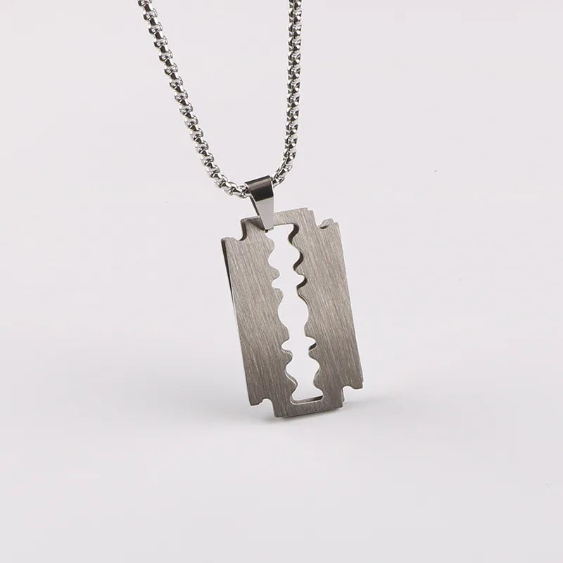 Collar Cadena Dije Plateado Hoja Rasurar