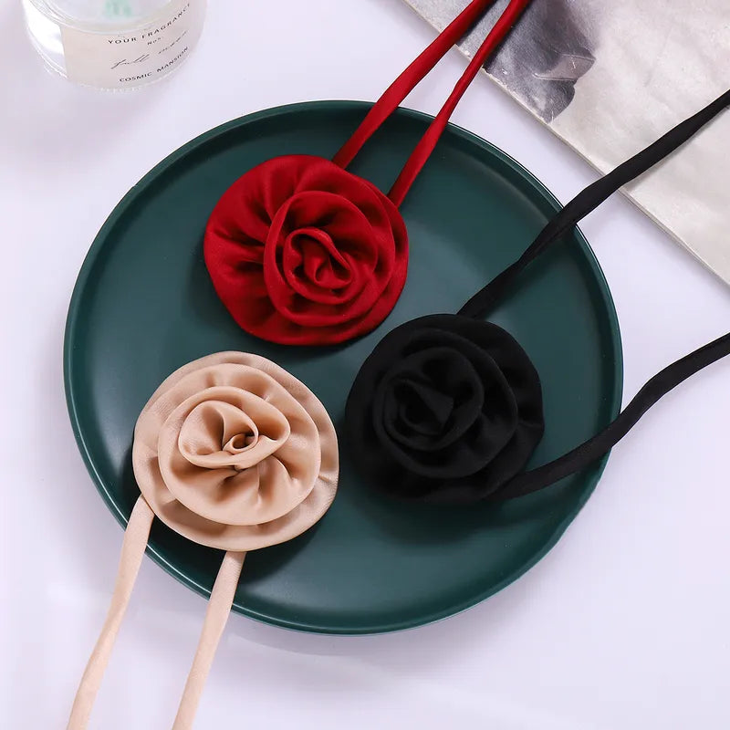 Collar Tela Flor Beige