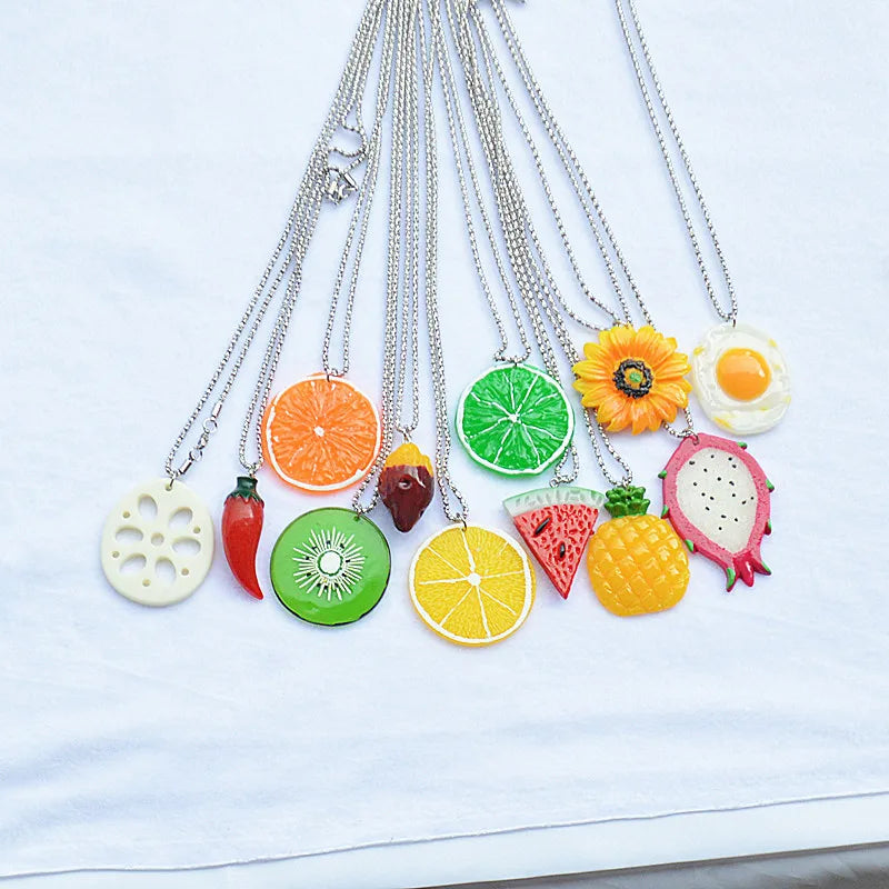 Collar Cadena Plateada Dije Sandía