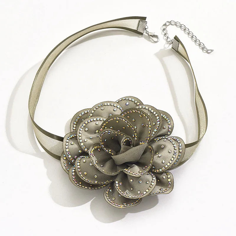 Collar Tipo Gargantilla Tela Verde