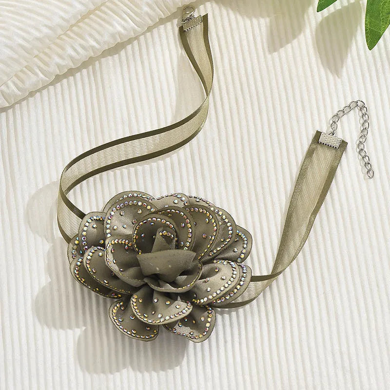 Collar Tipo Gargantilla Tela Verde