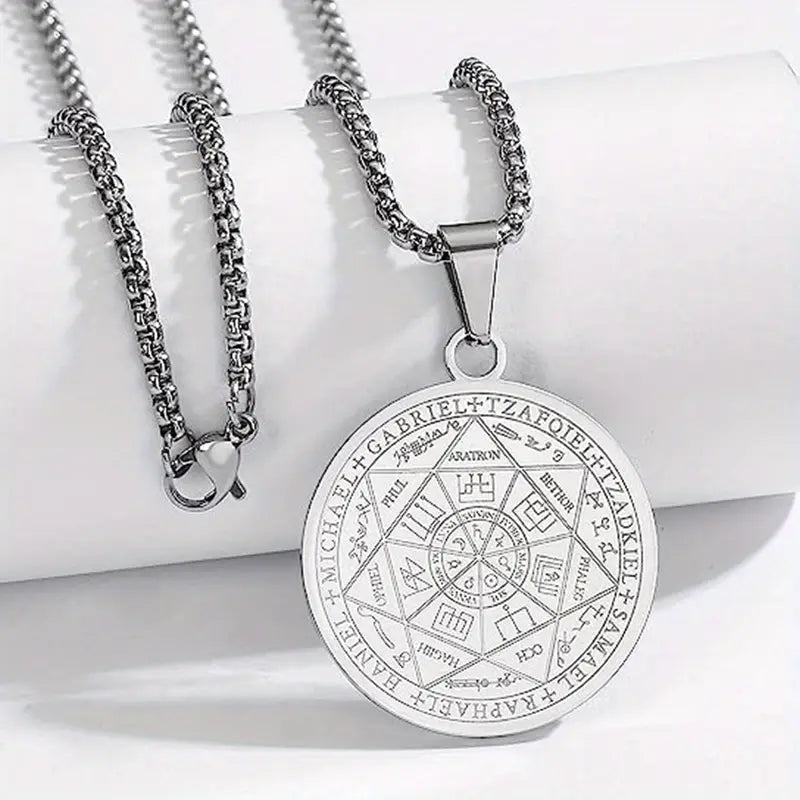 Collar Cadena Plateado Dije de los Siete Ángeles de la Guarda
