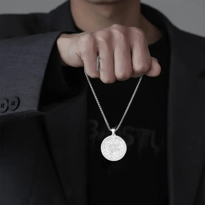 Collar Cadena Plateado Dije de los Siete Ángeles de la Guarda