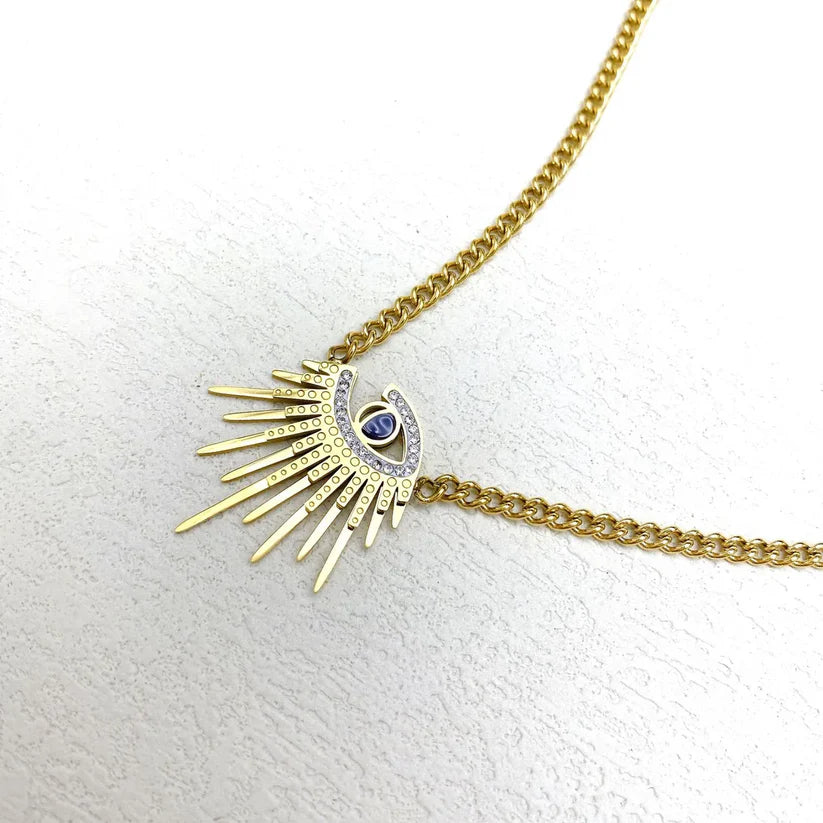 Collar Cadena Dorado Dije Ojo Turco Circón