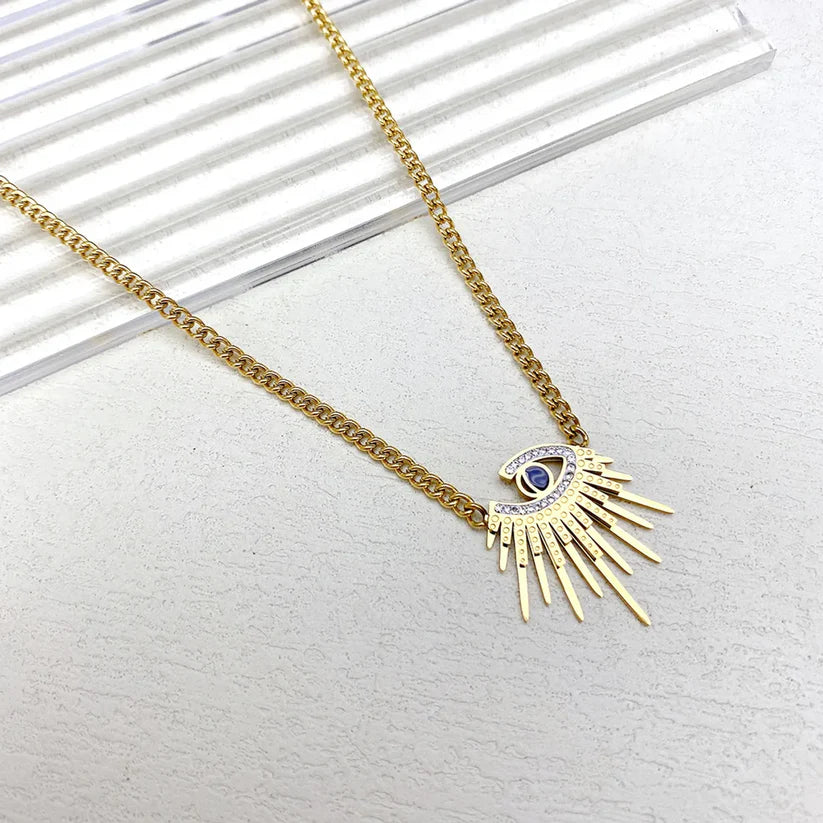 Collar Cadena Dorado Dije Ojo Turco Circón
