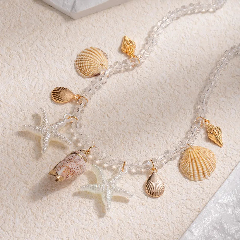 Collar Perlas Transparentes Dijes Marinos