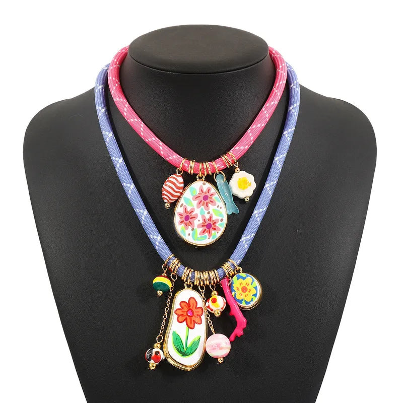 Collar Cordón Azul Dijes Varios
