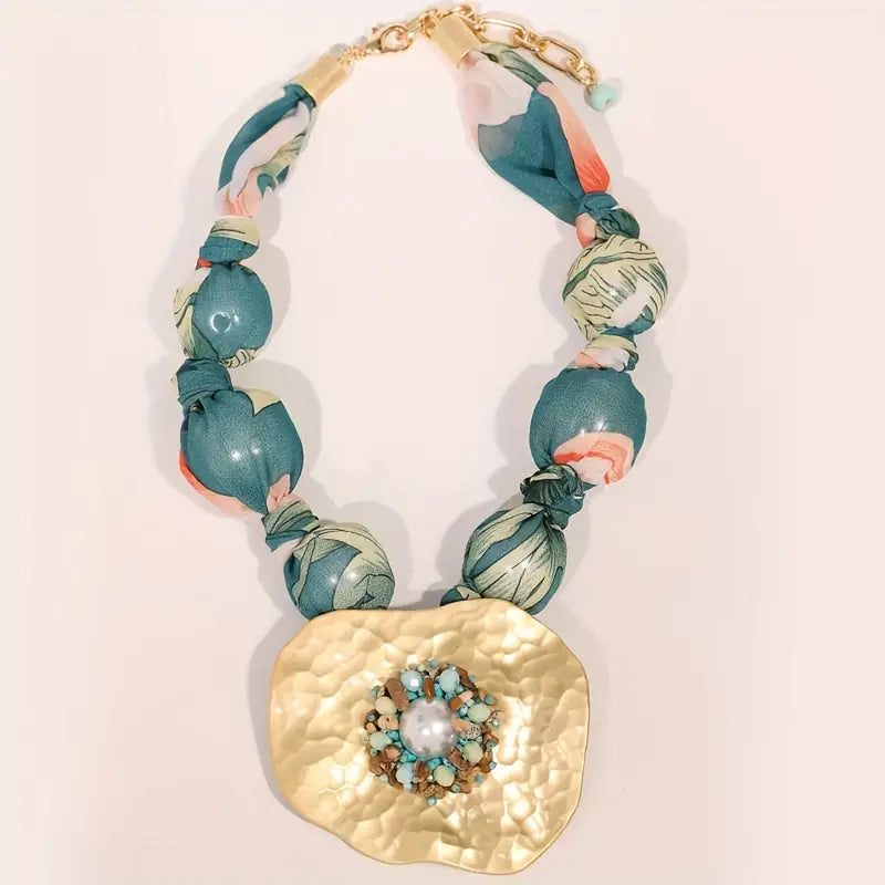Collar Bohemio Vintage Tonos Verdes