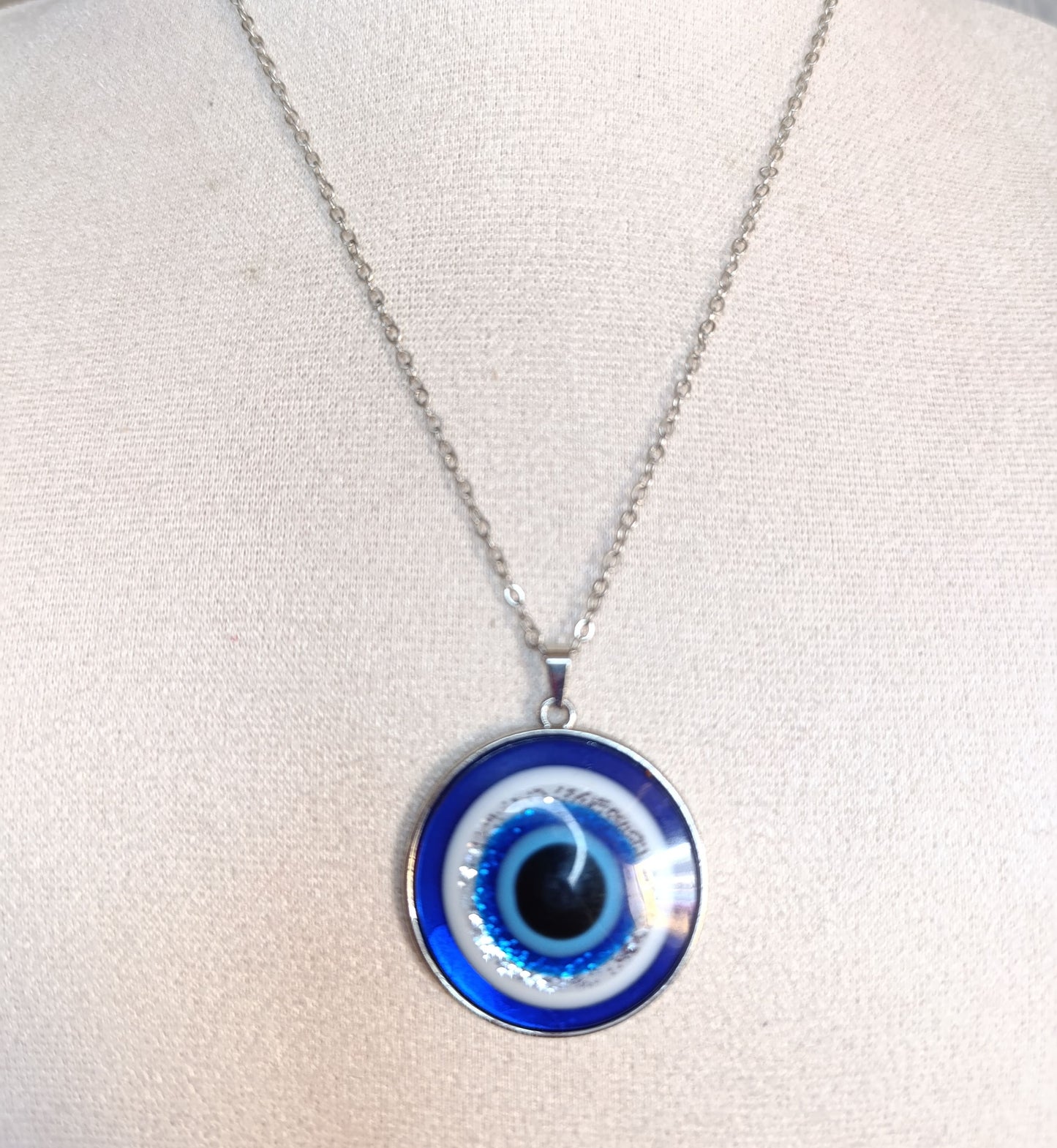 Collar Cadena Plateada Dije Ojo Turco