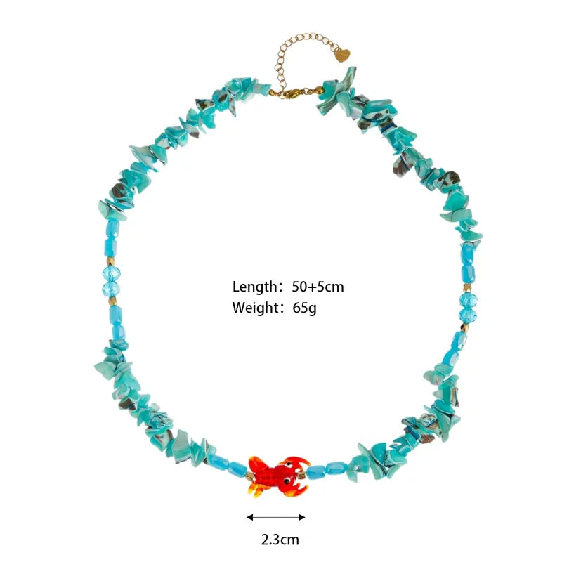 Collar Lajas Turquesa Dije Langosta Roja