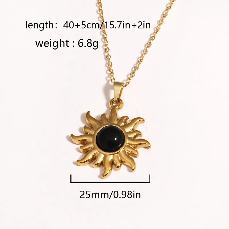 Collar Cadena Dorada Dije Sol y Obsidiana
