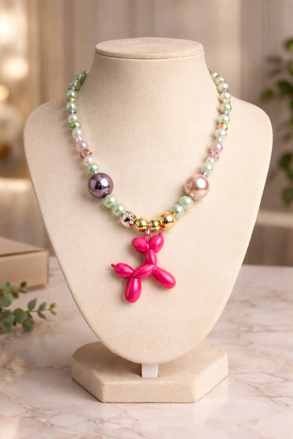 Collar Cuencas Verde Dije Perro Glogo Fiusha