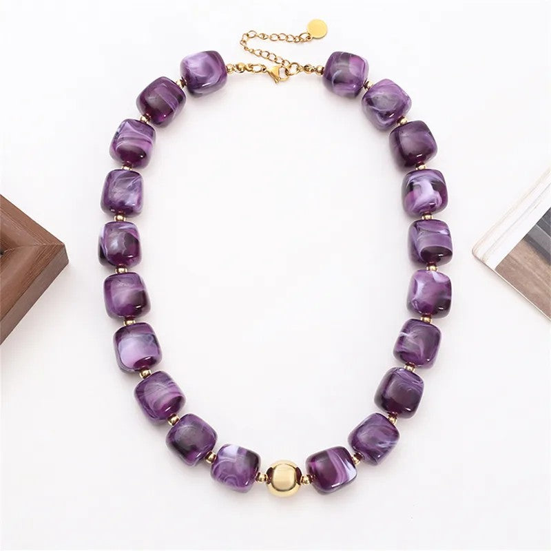 Collar Cuencas Rectangulares Moradas