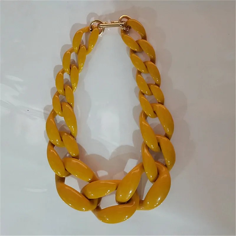 Collar Cadena Eslabón Vino Mostaza
