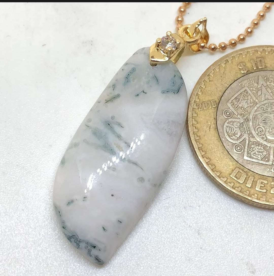Dije Agata Bosque con Pasacadenas Dorado Zirconia