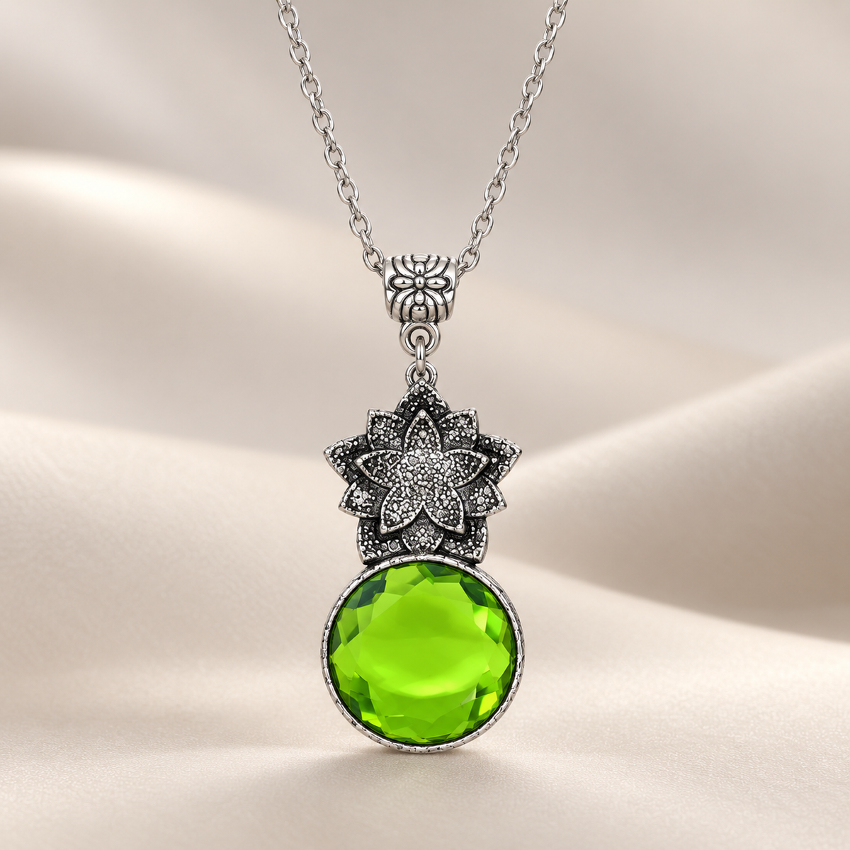 Dije Cristal Peridoto Corte Redondo