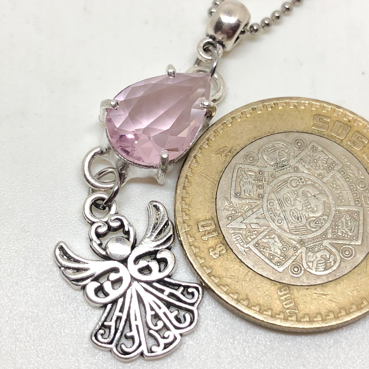 Dije Cristal Kunzita Rosa Oval
