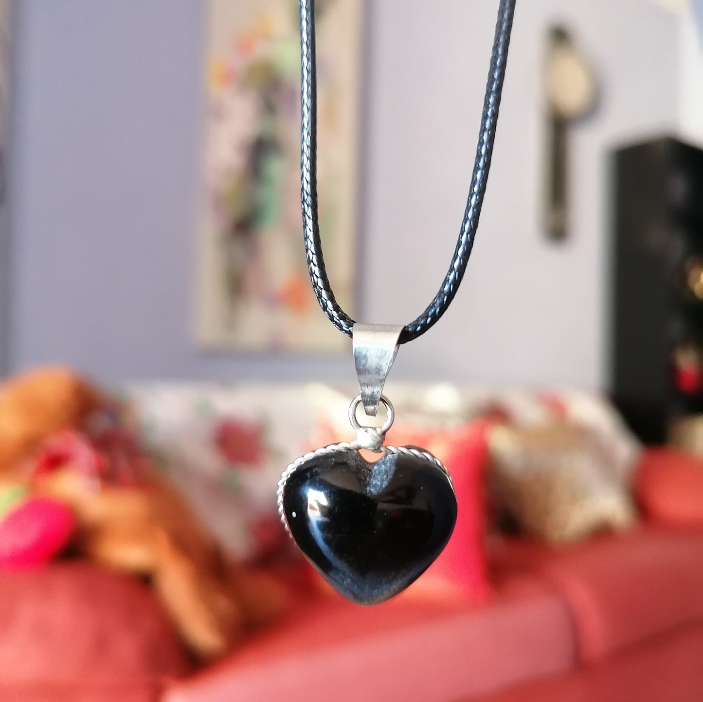 Dije Obsidiana Dorada Corazón Pequeño