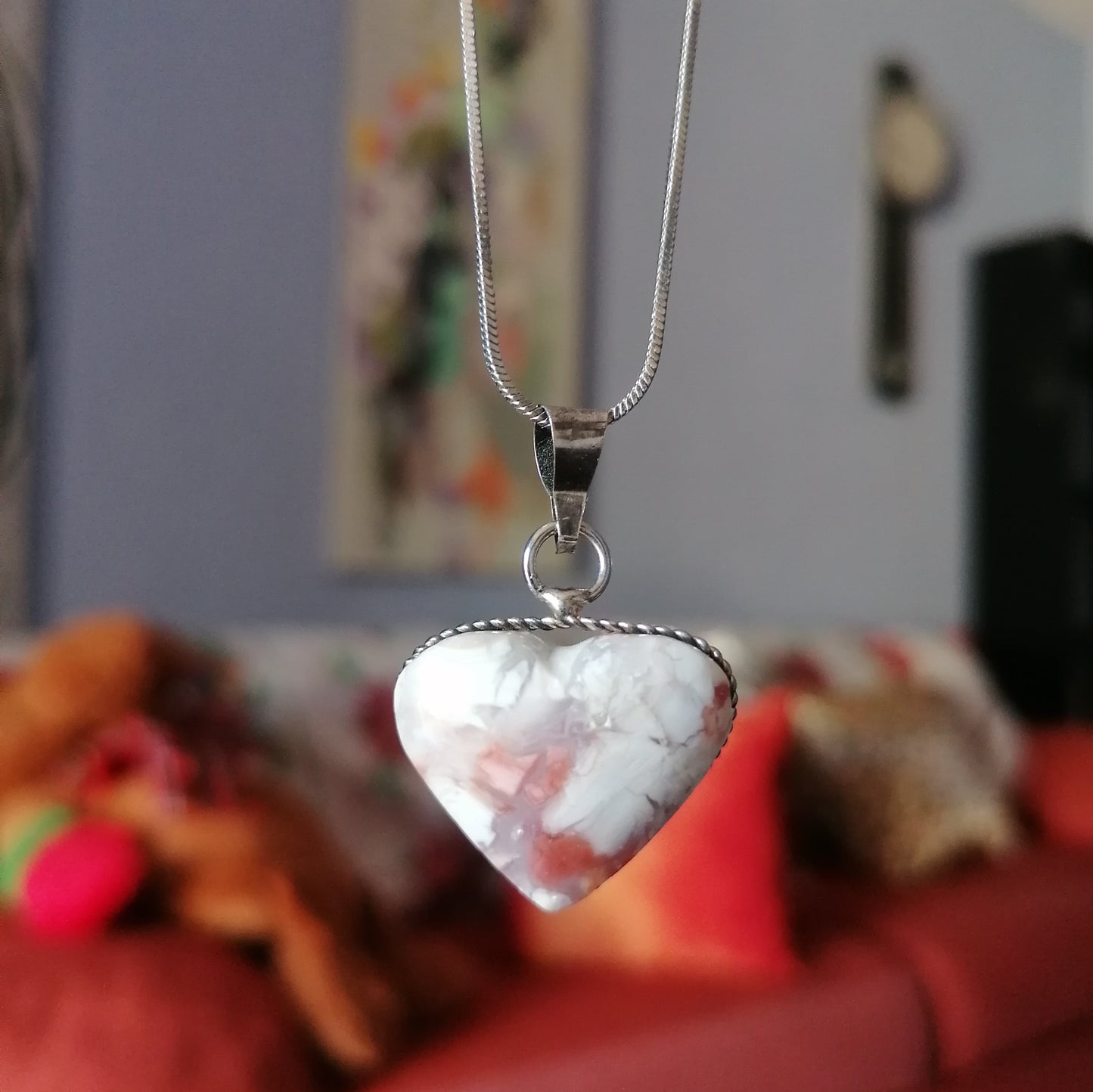 Dije Ágata Rosa Gota con Cuarzo