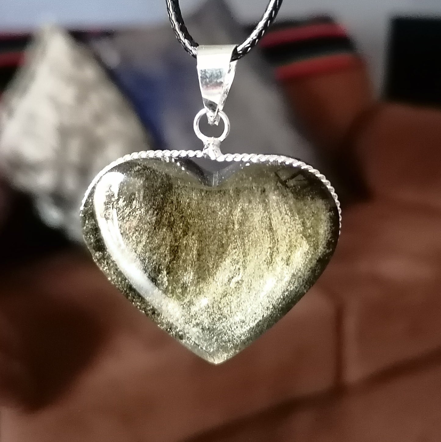 Dije Obsidiana Dorada Corazón
