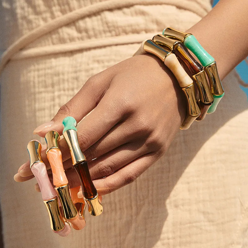 Pulsera Elástica Bicolor Dorada y Verde