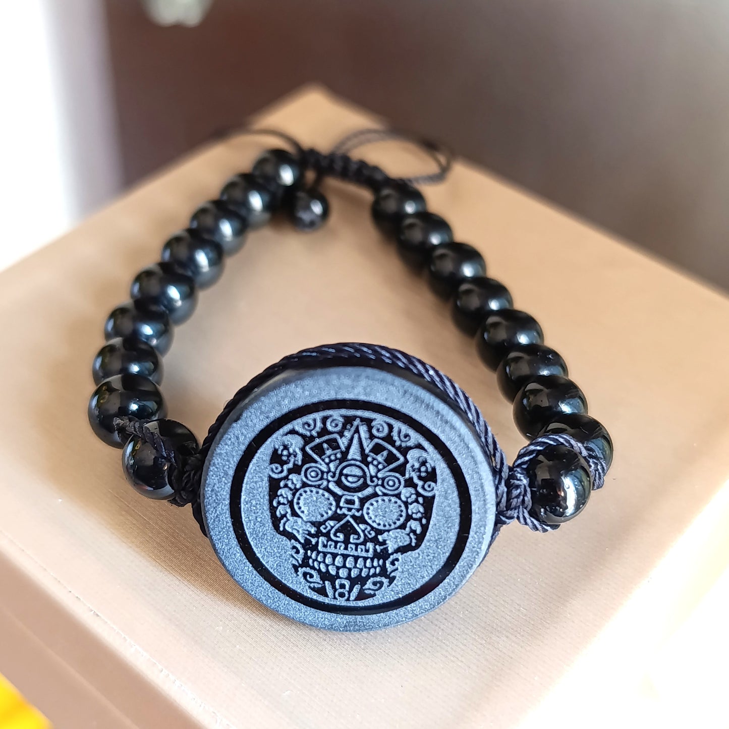 Pulsera de Obsidiana Calavera