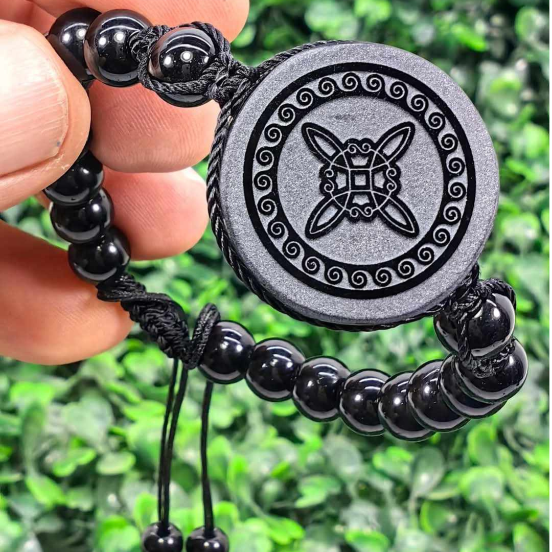 Pulsera de Obsidiana Nudo de Bruja