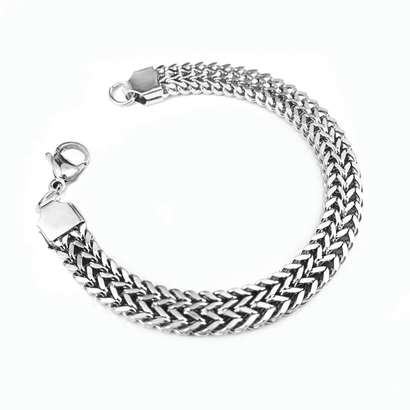 Pulsera Plateada Tejida W 21 cm