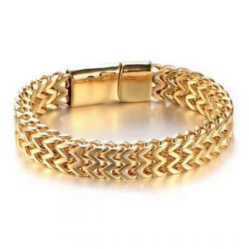 Pulsera Dorada Doble Trenzada 22 cm x 8mm