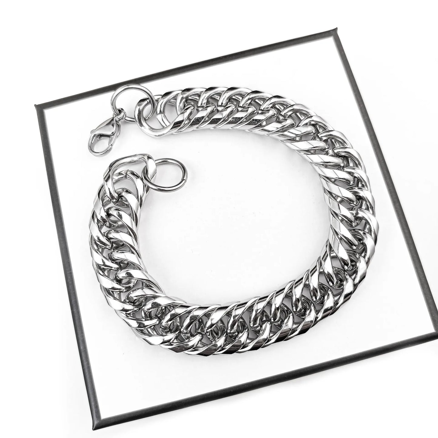Pulsera Plateada Tejida 21 cm