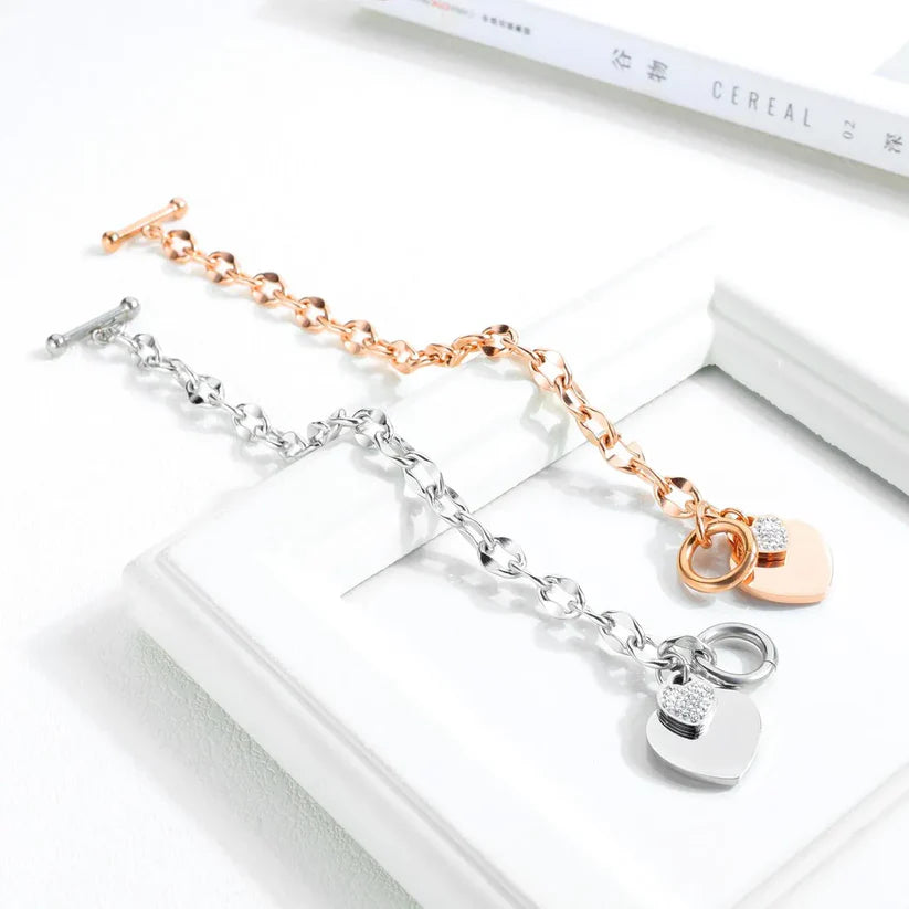 Pulsera Plateada Dijes Corazón