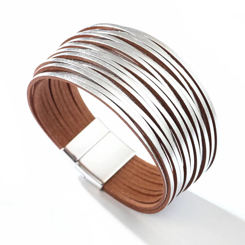 Pulsera Piel Plateada